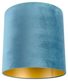 Velúr lámpaernyő kék 40/40/40 arany belsővel