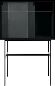Fekete tálalószekrény tolóajtóval 70x109x40 cm Lekko – noo.ma