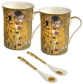 Klimt porcelán bögre szett kanállal 2 személyes díszdobozos 250 ml