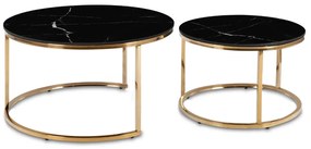 Fekete Márvány/Arany Dohányzóasztal Szett MILANO