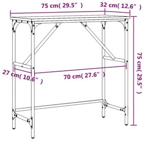 füstös tölgy színű szerelt fa tálalóasztal 75x32x75 cm