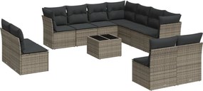 vidaXL 12 részes szürke polyrattan kerti ülőgarnitúra párnákkal