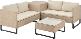 Juskys Santorini rattan kerti bútor szett - krém