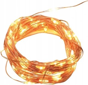 Led dekoratív réz girland, meleg fehér, 2x Aa elem, 200 cm, IP20