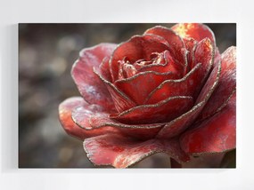 Poszter Virág Rózsa 3D Vörös Arany Makró 120x80