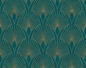 Vinyl fali tapéta zöld art deco geometrikus modern a nappaliba