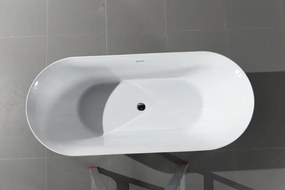 Erga Kaia, szabadon álló kád 170x75 cm + leeresztő csavar, fehér fényes, ERG-Kaia-170075-WH-WH