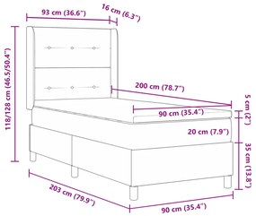 Boxspring Ágy Matraceval Sötétszürke 90x200 cm Szövet