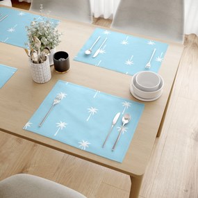 Goldea pamut reggeliző alátét - pálmák pasztell kék alapon - 2db 30 x 40 cm