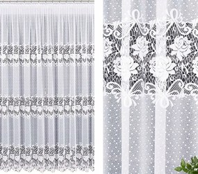 Hosszú Jacquard Függöny 250x250 Nappaliba Virágok Rózsák Fehér Békák