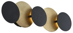 Modern Wall Lamp Black with Gold incl. LED 3-Step Dimmable 5-Light - Sunrise 3