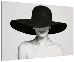 Kép - kalapos nő (90x60 cm)