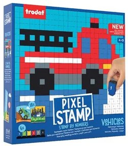 Kreatív foglalkoztató füzet, bélyegzős, TRODAT Creativ Pixelstamp, járművek (ITCRPXSVE)