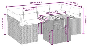 7 részes szürke polyrattan kerti ülőgarnitúra párnákkal