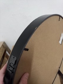 AKCIÓ Fekete kerek tükör bőr fogantyúval NAHAD Ø50 cm II. osztály