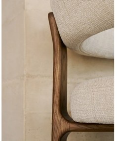 Barna-bézs kőrisfa karfás étkezőfotel Granite – Kave Home