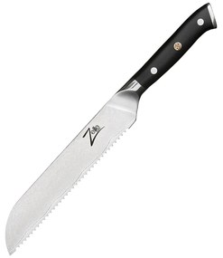 Alpha-Royal Japanese Series, 8" kenyérvágó kés, 18° fogazott él, damaszkuszi acél