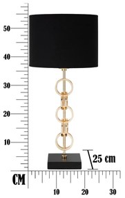 Glam Rings fekete-aranyszínű asztali lámpa, magasság 54,5 cm - Mauro Ferretti
