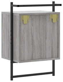 2 db szürke sonoma szerelt fa fali éjjeliszekrény 40x30x61 cm