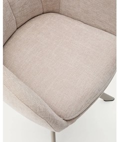 Bézs kárpitozott karfás étkezőfotel Dorina – Kave Home