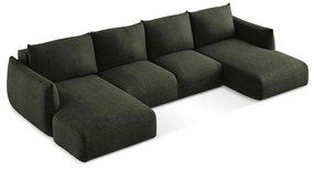Zöld kinyitható sarokkanapé (U alakú) Leila – Makamii