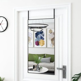 fekete üveg és alumínium ajtótükör 50x100 cm