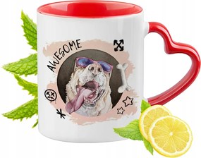 Kutya Kutyás Bögre Piros Szív Alakú Füllel Ajándék