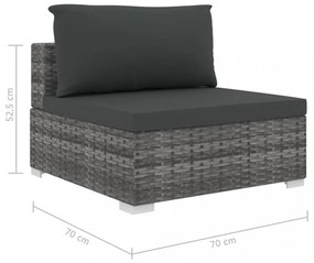 6 részes szürke polyrattan kertibútor-garnitúra párnákkal