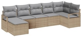 vidaXL Kanapé Szett párnával 7 pcs Bézs polirattan