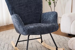 Hintaszék, relaxációs szék kordbársony kárpitozással, sötét szürke