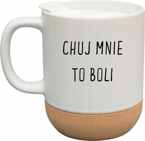 Fehér Bögre Fedéllel És Parafa Aljjal Ajándék Fáj