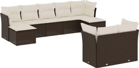 vidaXL 9 részes barna polyrattan kerti ülőgarnitúra párnákkal