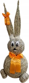 Húsvéti figura Szalma Nyuszi Dekoráció masnival Közepes Narancs