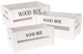 Fehér fa tárolódoboz szett 3 db-os 30x20x15 cm Wood Box – Dakls