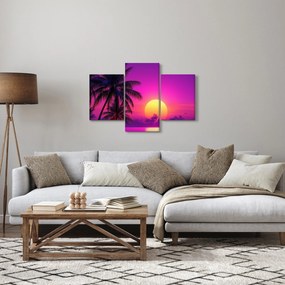 Kép - Lila naplemente pálmafával (90x60 cm)