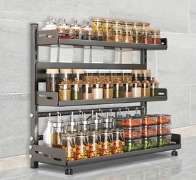 Konyhai polc 3 emeletes könyvespolc állvány fűszertartó palackok bögrék