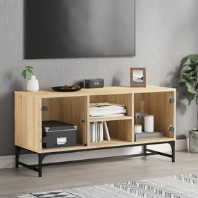 sonoma-tölgyszínű TV-szekrény üvegajtókkal 102 x 37 x 50 cm