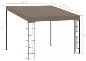 tópszínű falra szerelhető szövetpavilon 3 x 3 m