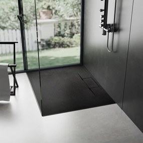 Zuhanytálca Bazalt long Black 80x120