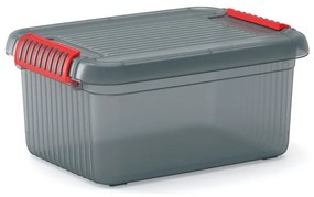 Szürke fedeles műanyag tárolódoboz 39x29x18 cm K Latch Box – KIS