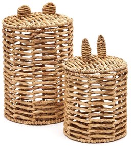 Natúr színű vízijácint játéktároló kosár szett 2 db-os ø 30x50 cm Venezia – Kave Home