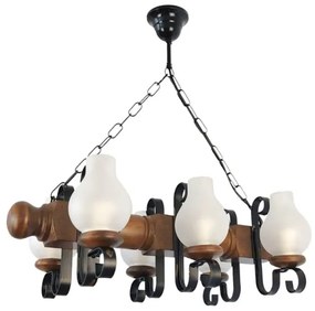 Brilagi - Csillár láncon RUSTIC 6xE14/40W/230V bükkfa/dió