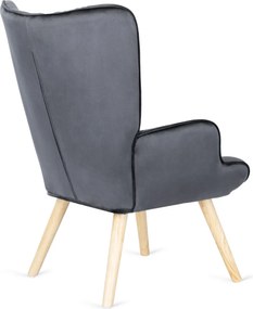 Pihenőfotel szürke színben, bársony kárpittal, lábtartóval LOZANO