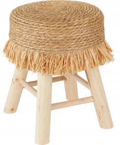 Zsámoly stílus boho bézs fa Gimpo szék kerek ülő lábtartó