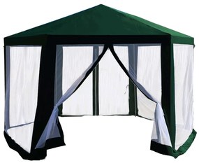 Kerti pavilon sátor, 3,9x2,5x3,9m, zöld/fehér, RINGE TYP 1+6 oldal