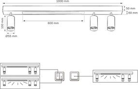 Polux PARIS 327390 Spotlámpa 1x24W/LED|3x10W/GU10 4000K 800lm IP20