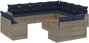 vidaXL 13 részes szürke polyrattan kerti ülőgarnitúra párnákkal