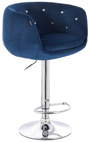 HR333CW Tengerkék modern velúr szék krómozott lábbal