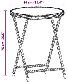 3 részes szürke polyrattan és akácfa bisztrószett párnákkal