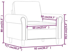 világosszürke bársony kanapéfotel 60 cm